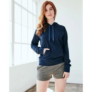 Quince Medium Flowknit Pullover Hoodie Medium Navy